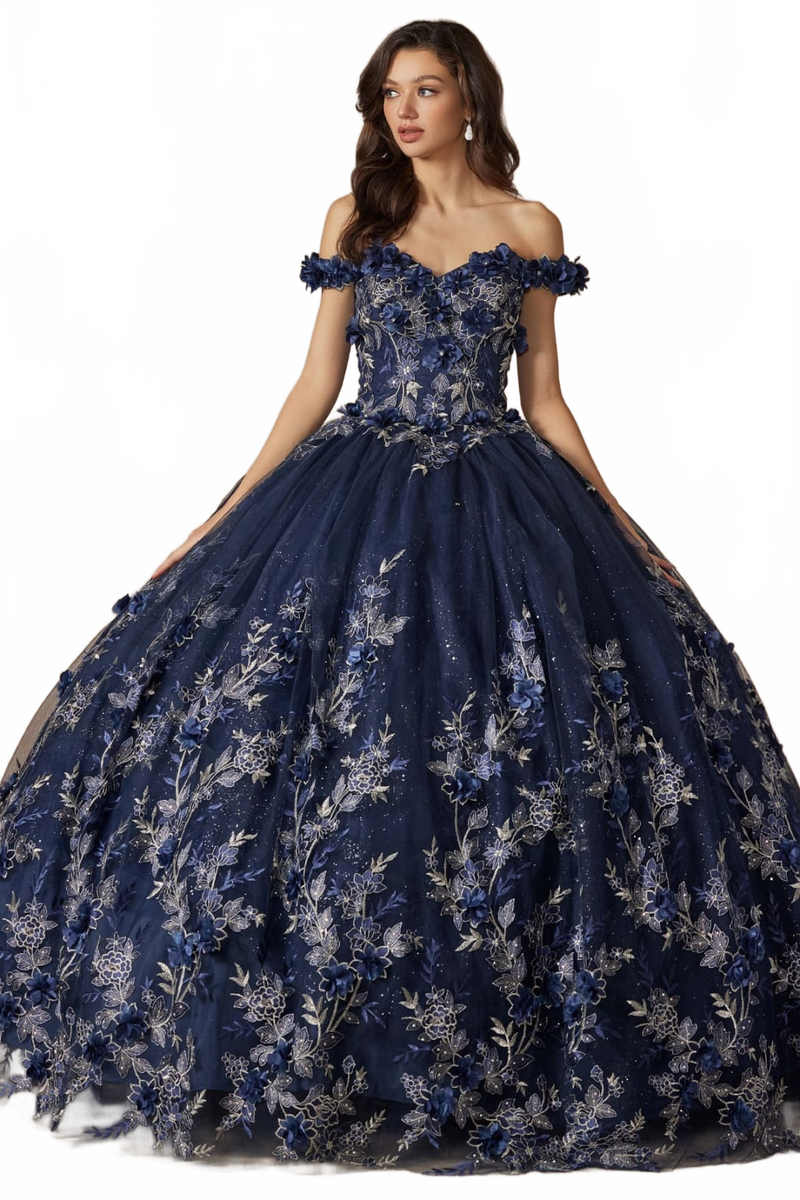 Navy Blue And Gold Quinceanera Dresses