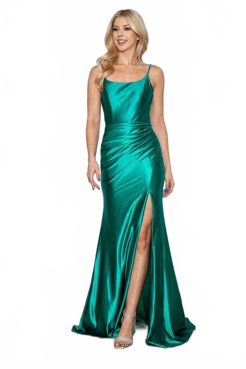 Emerald Green Christmas & Holiday Dress in Satin By Poly USA 9250