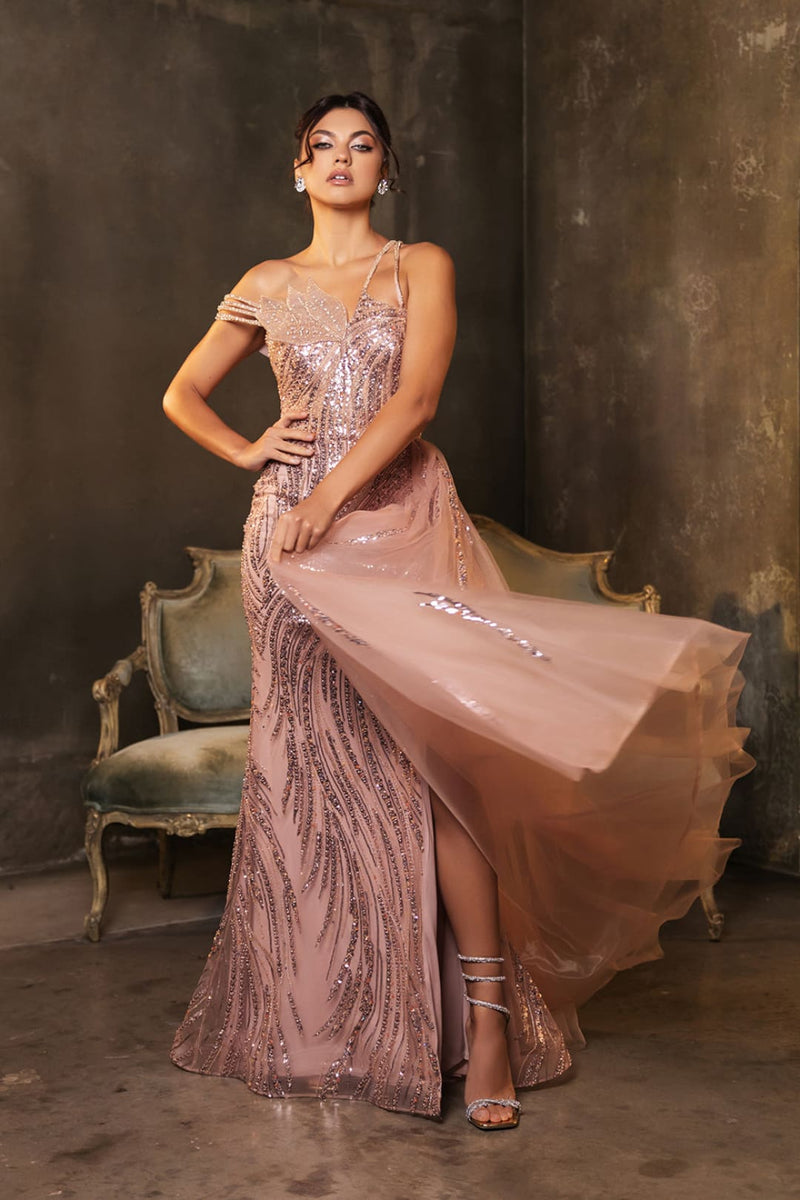 Asymmetrical Beaded Royal Queen Prom Gown RQ8192