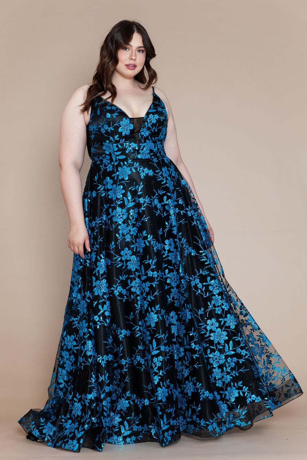 Poly USA Black/Turquoise Long Formal Dresses