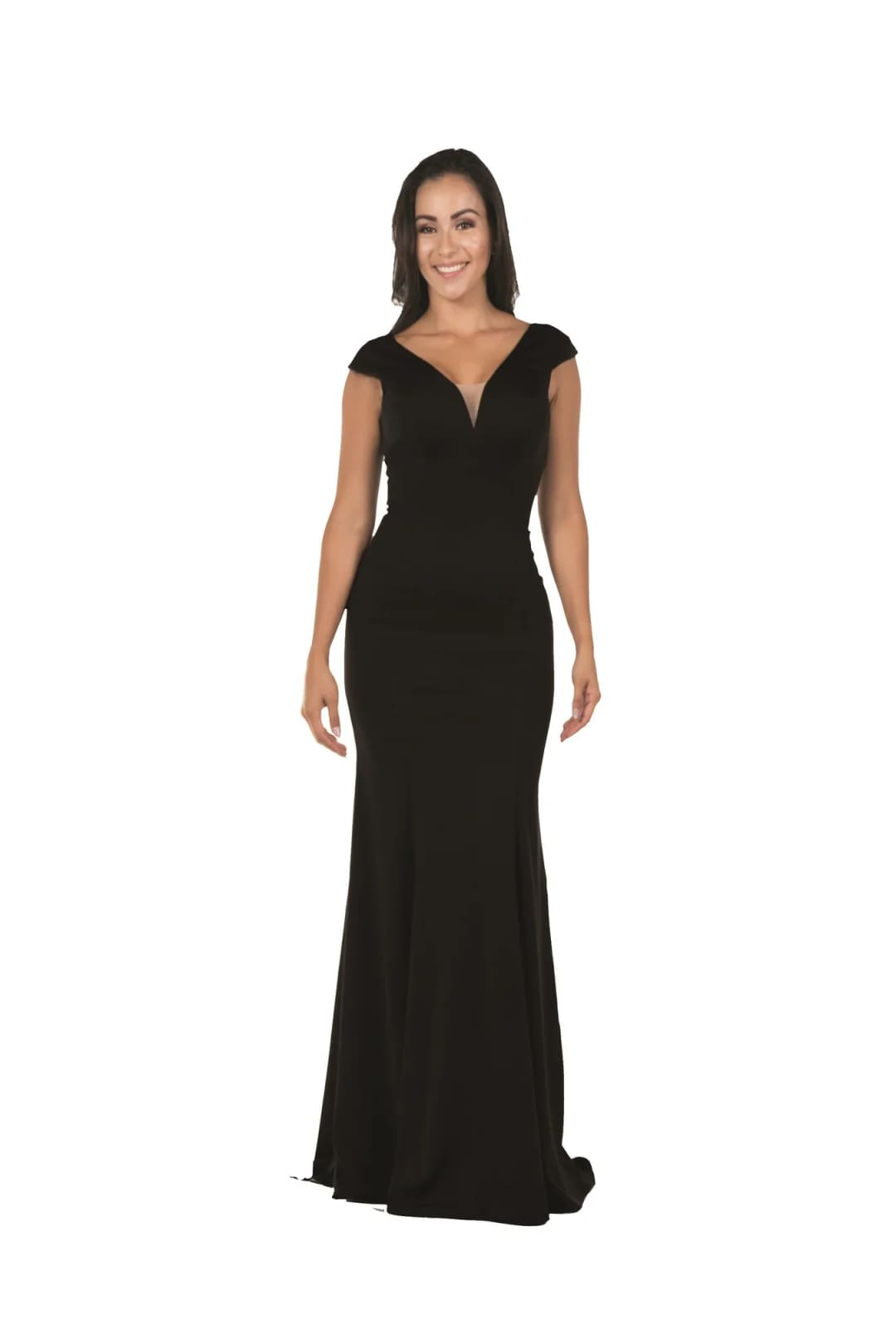 Poly USA 8290 Long Simple Mermaid V-neckline Bridesmaids Evening Gown - Dress