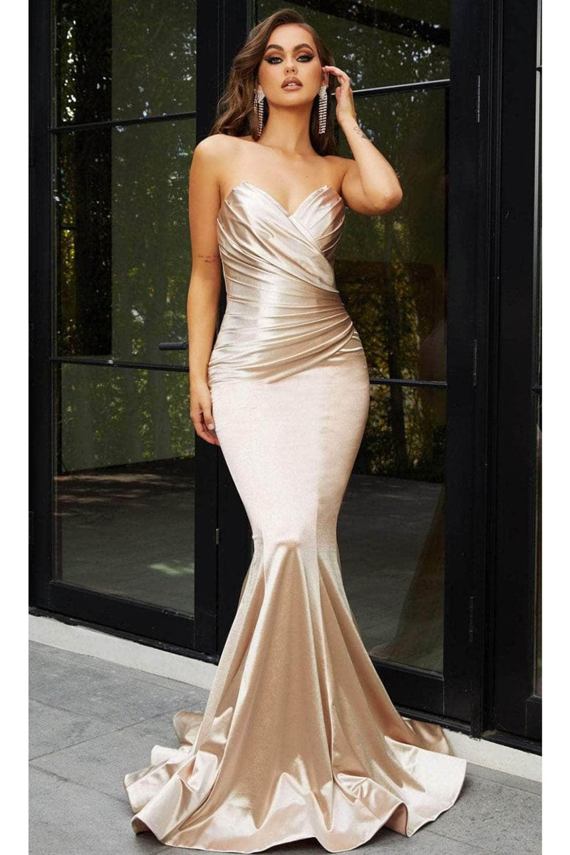 portia and scarlett mermaid dress Portia and Scarlett PS21279 Mermaid Pleat-Ornate Dress