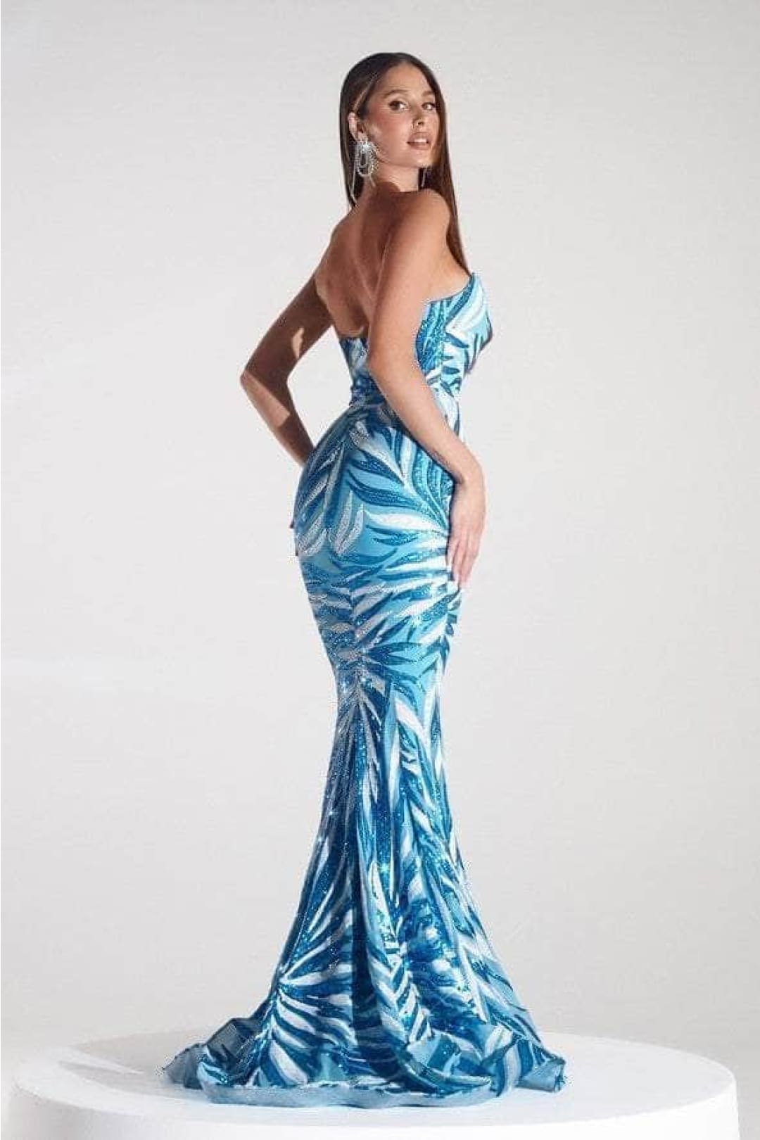 Portia and Scarlett PS22538 - long-Strapless Mermaid Gown with Sequins - Blue Turquoise / 4 - Dress