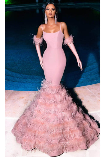 Portia and Scarlett PS23032 -long- Prom Gown with Feathered Flare - Black / 16 - Dress