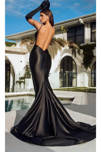 Portia and Scarlett PS23432 -long- V-Neck Backless Mermaid Evening Gown for a Stunning Silhouette - Black / 18 - Dress