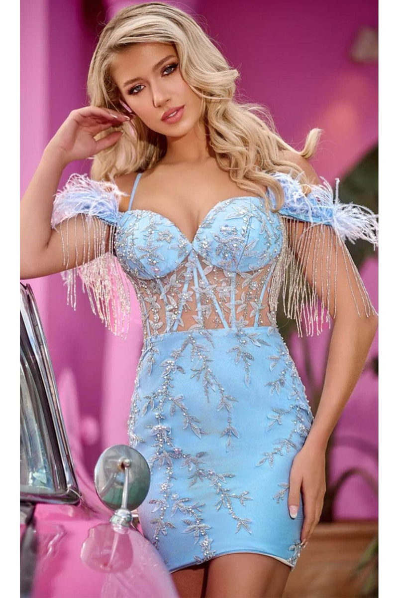 Portia and Scarlett PS24021 Cold Shoulder Beaded Dress Portia and Scarlett PS24021 Cold Shoulder Beaded Dress
