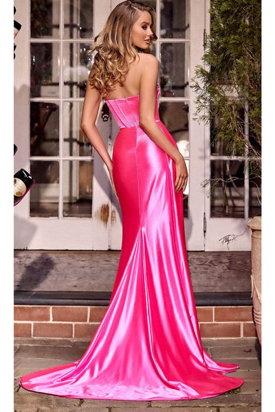 Portia and Scarlett PS24682 - long- Satin Prom Dress with High Slit - Blue / 18 - Dress