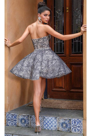 Portia and Scarlett PS24765 - short-Strapless Cocktail Dress with Embellishments - Black Nude / 2 - Dress