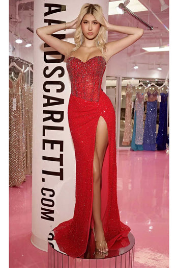 Portia and Scarlett PS24850C -long- Jeweled Evening Gown with Illusion Design - Pink / 2 - Dress