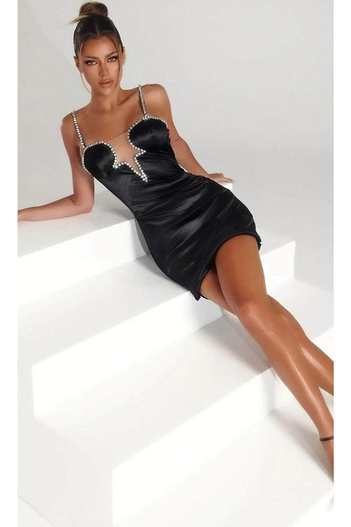 Portia and Scarlett PS312B -short- Sweetheart Sheath Cocktail Dress - Black / 2 - Dress