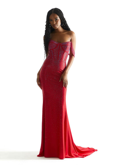 Prom Dresses Long Formal Mermaid Fit Beaded Prom Dress Red