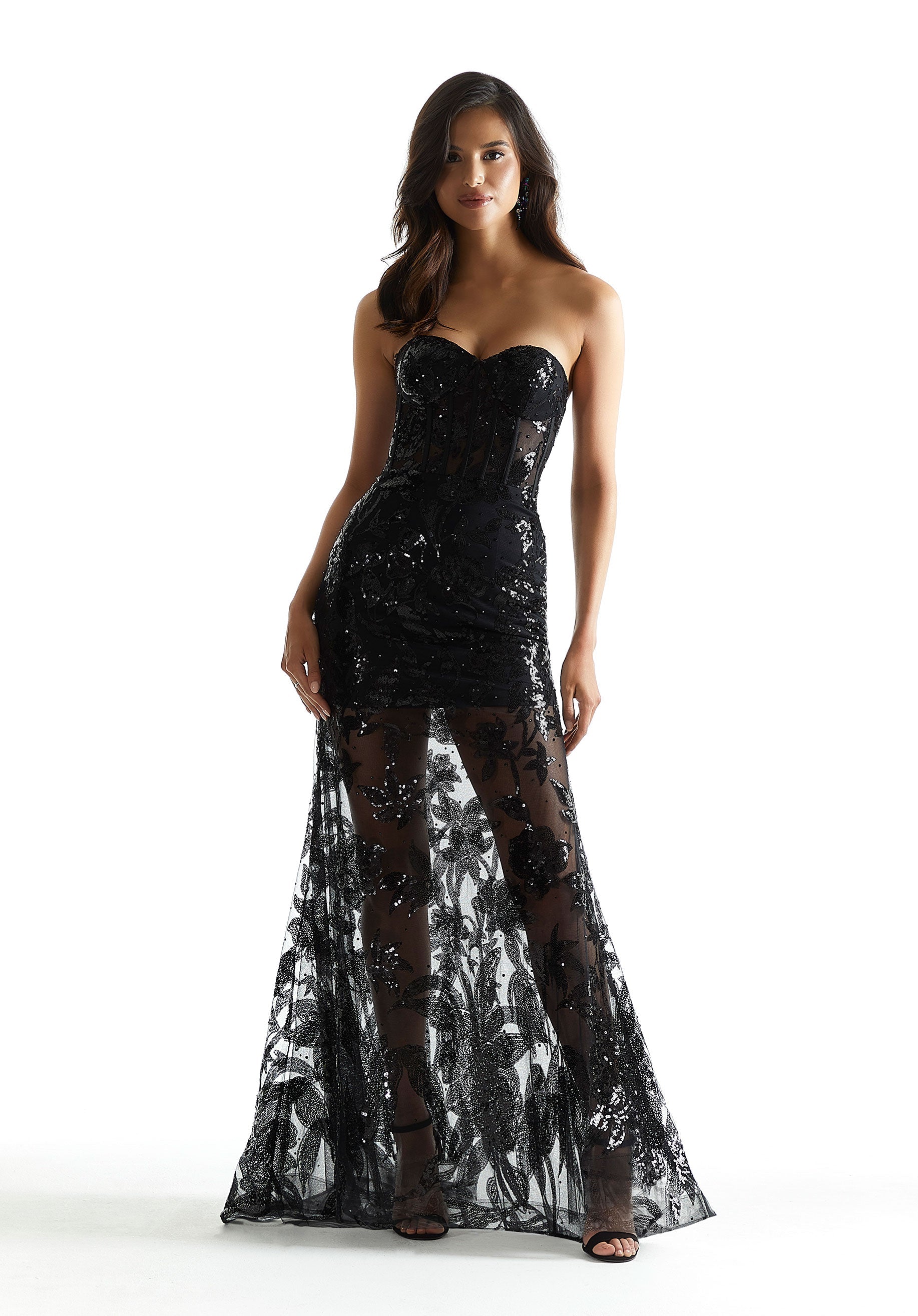 Prom Dresses Long Formal Floral Sequin Prom Dress Black