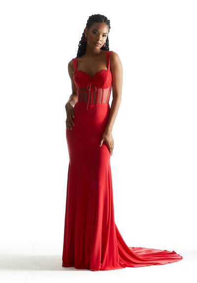 Prom Dresses Prom Fitted Long Corset Lace Formal Dress Red
