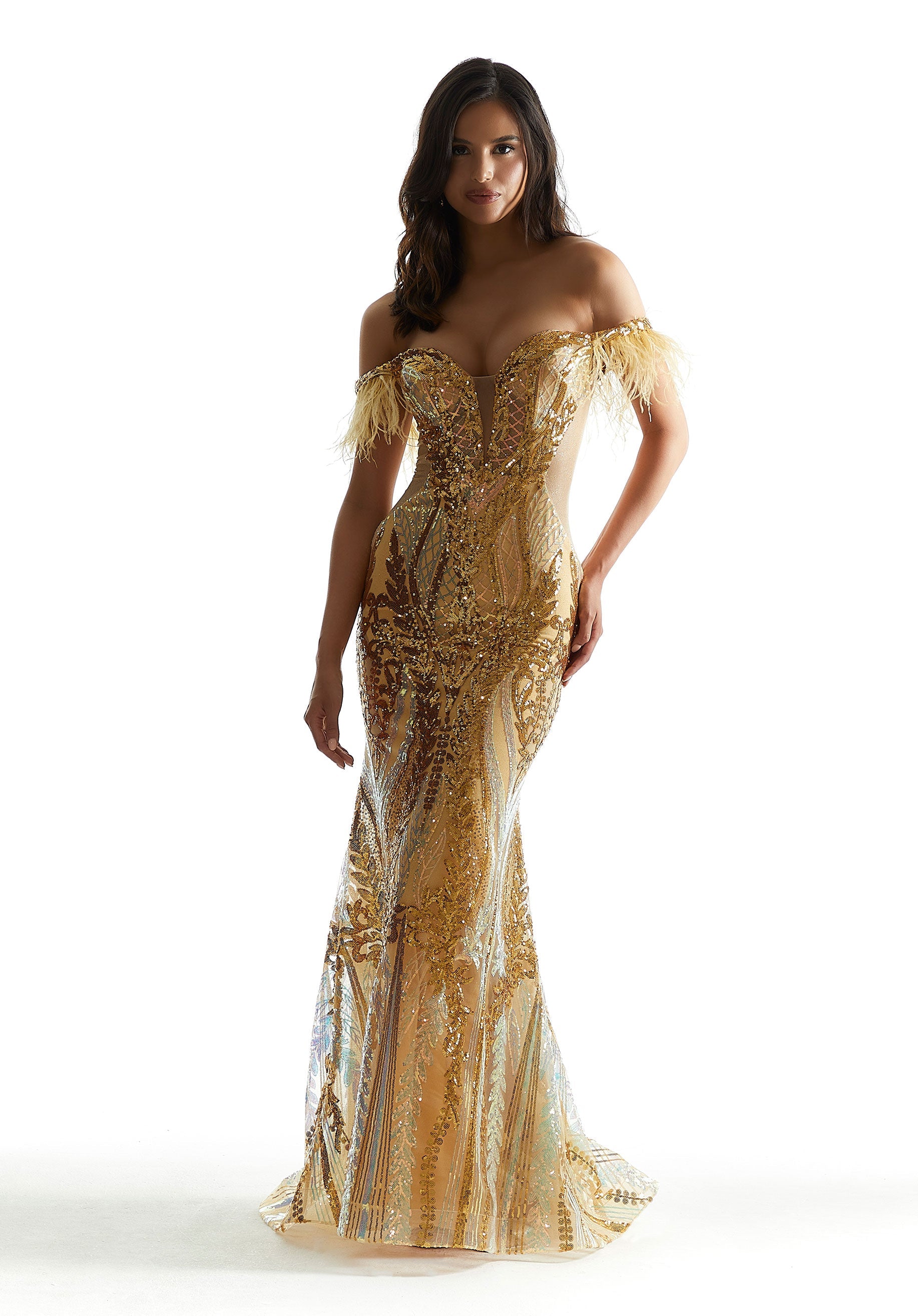 Prom Dresses Fitted Long Formal Sequin Prom Dress Gold