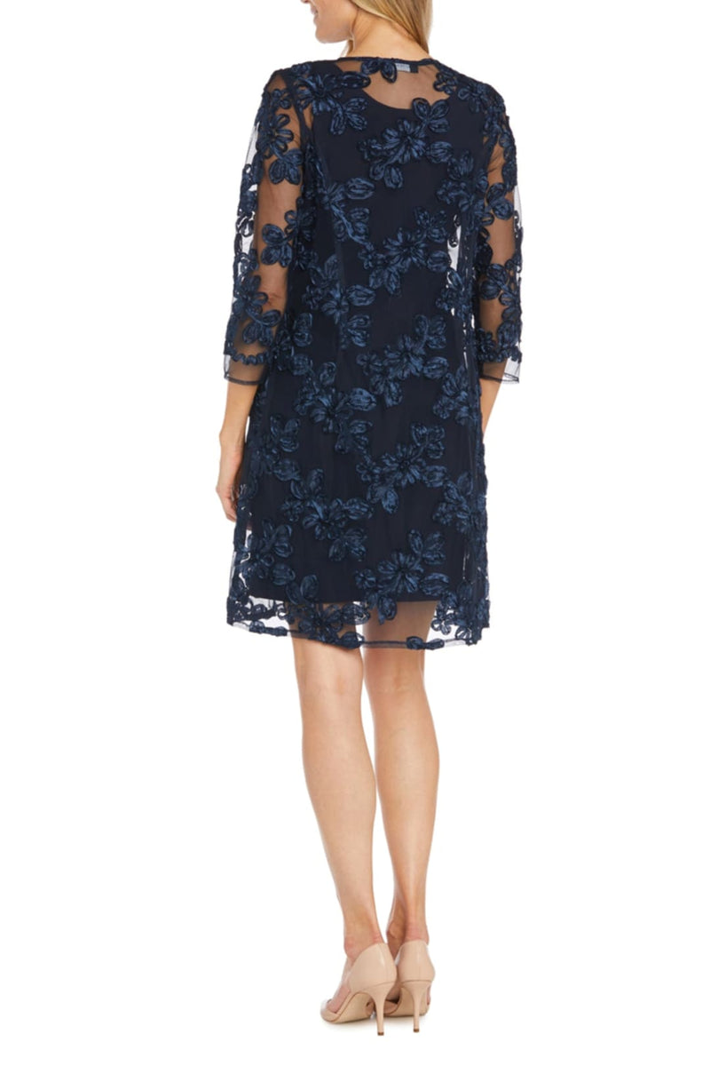 sachin and babi light blue dress R&M Richards 1876 Navy 2 Piece Soutache Embroidered Jacket Dress