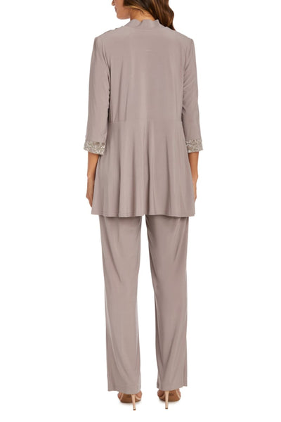 R&M Richards 7772 Mocha Sequined Lace 2-Pc Evening Pants Set