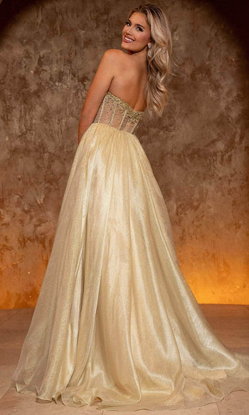 Rachel Allan 70812 Plunging V-Neck Shimmer Ballgown