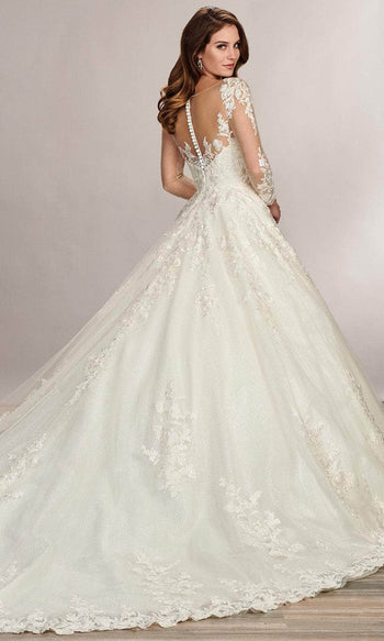 Rachel Allan MB3079 Embroidered Illusion Neckline Wedding Gown