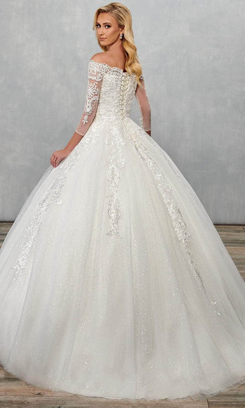 Rachel Allan MB6072 Off-Shoulder Glitter Tulle Wedding Dress