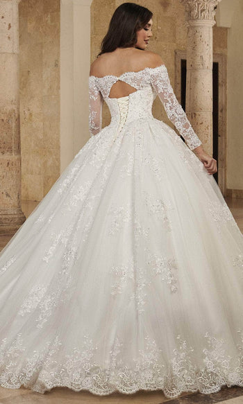 Rachel Allan MB6089 Off-Shoulder Beaded Lace Ball Gown