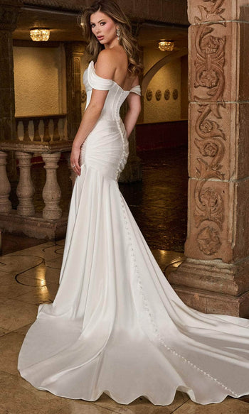 Rachel Allan RB2205 Satin Bridal Gown with Ruched Bodice