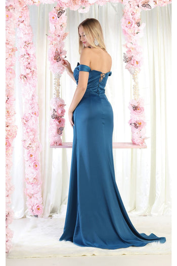 Royal Queen RQ7971 Off Shoulder Prom Satin Dress - Dress