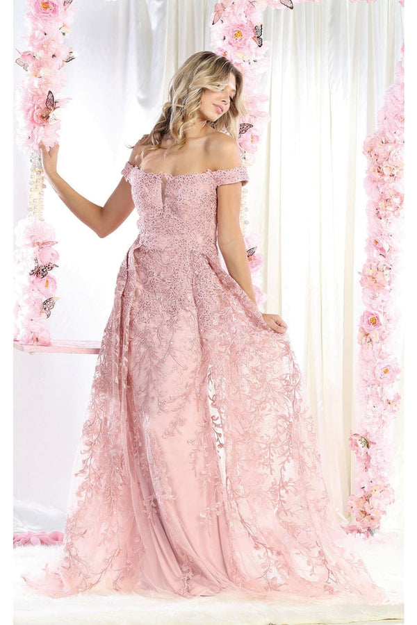 Royal Queen RQ8000 Off Shoulder Train Pagant Gown - Dress