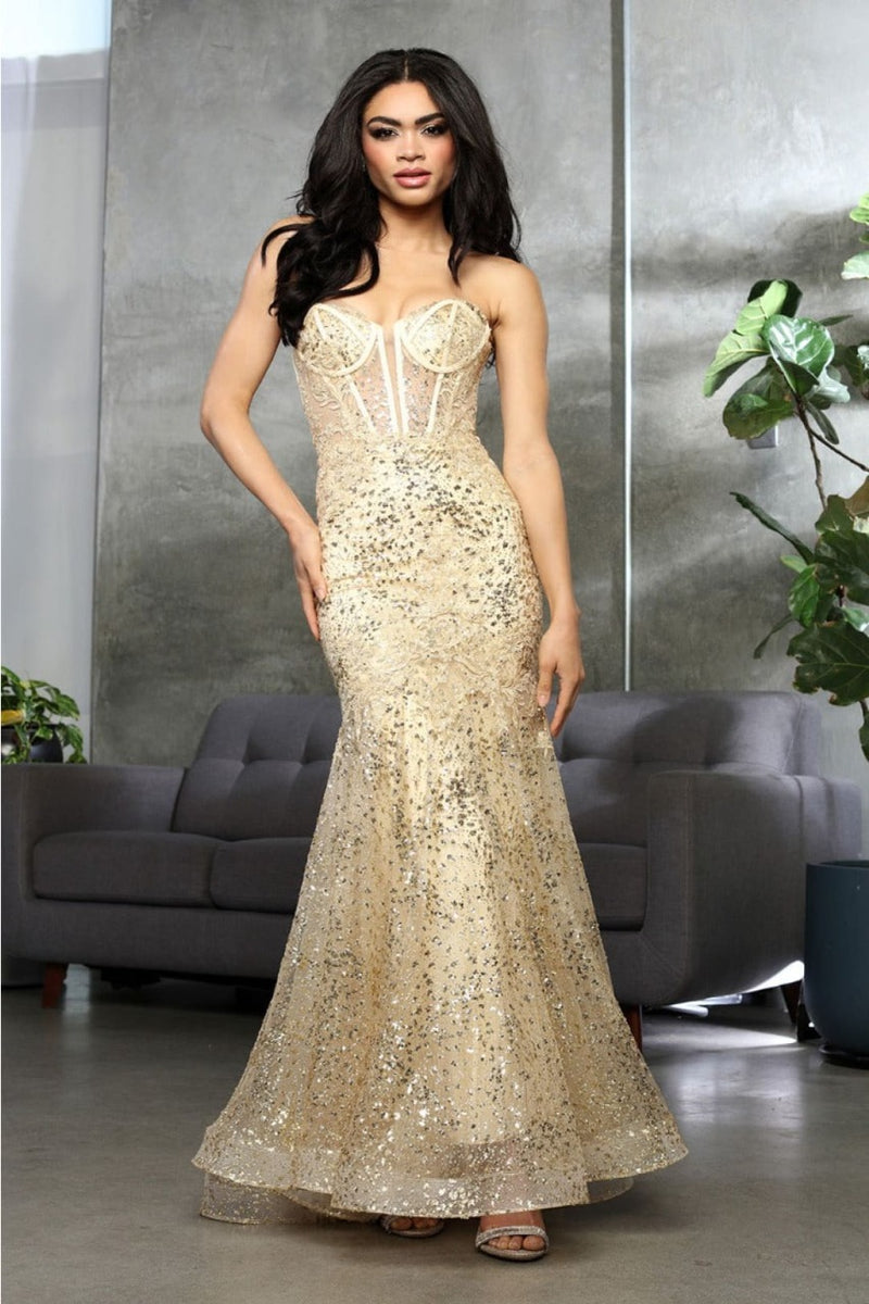 Royal Queen RQ8061 Sweetheart Corset Long Glitter Prom Gown - SILVER / 10 Royal Queen RQ8061 Sweetheart Corset Long Glitter Prom Gown - SILVER / 10