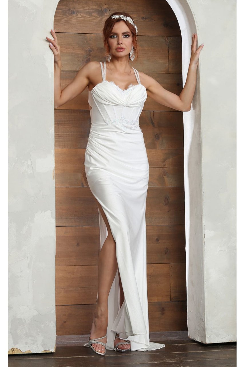 Royal Queen RQ8105 Chic Strappy Back Prom Dress with Elegant Style - Ivory / 2 - Dress