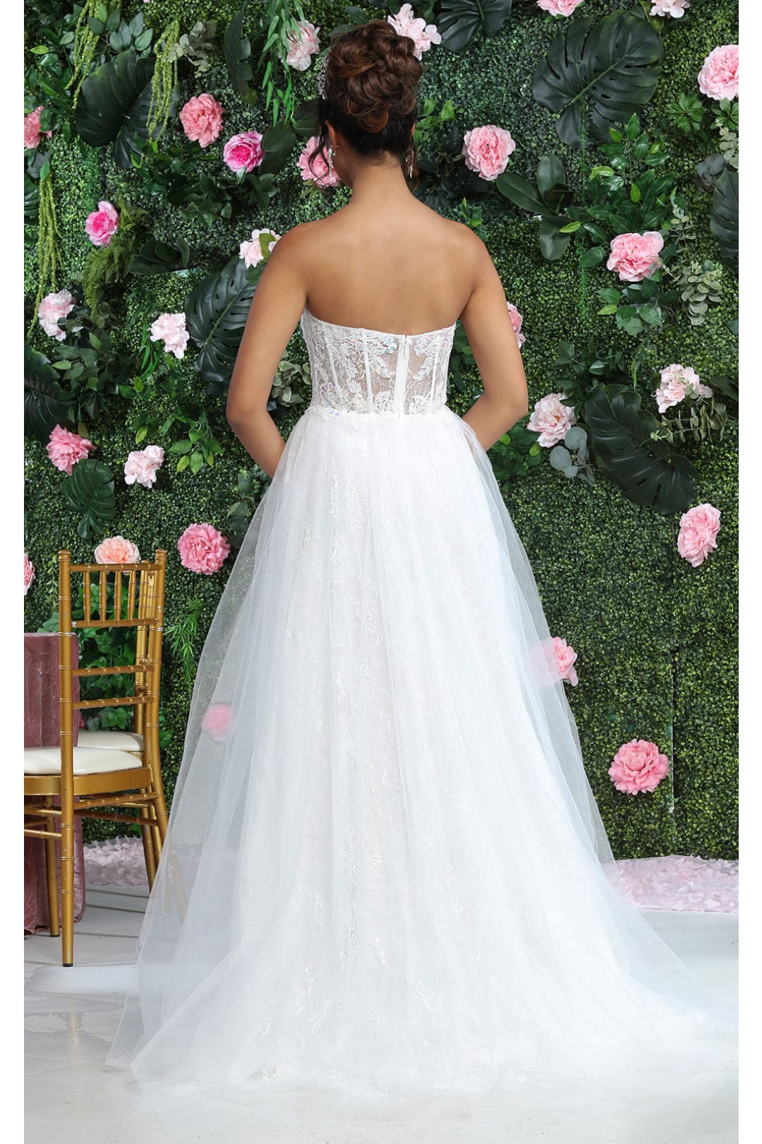 Royal Queen RQ8108 Lilac Evening Gown Strapless Design & Sheer Lace - Dress