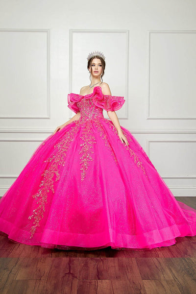 Ruffled Off Shoulder Corset Ball Gown by Bella Princess PQ1042