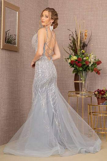 Sequin Print Feather Mermaid Gown by GLS Gloria GL3117 - Long Formal Dresses