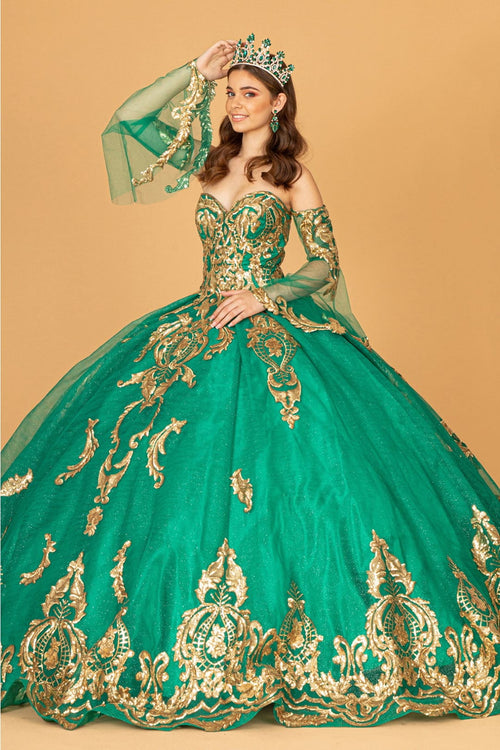 Sequin Print Strapless Ball Gown by Elizabeth K GL1914 - Quinceanera Dresses