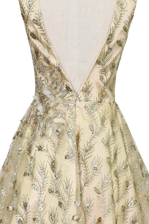 Short Glitter Print V-Neck Dress by Calla Collection