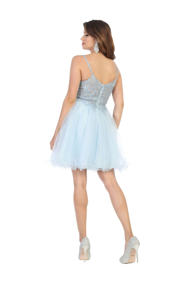 short prom dresses fit and flare Feather-Hem Short Prom Dress: CLA1012 White / 2 main image 0