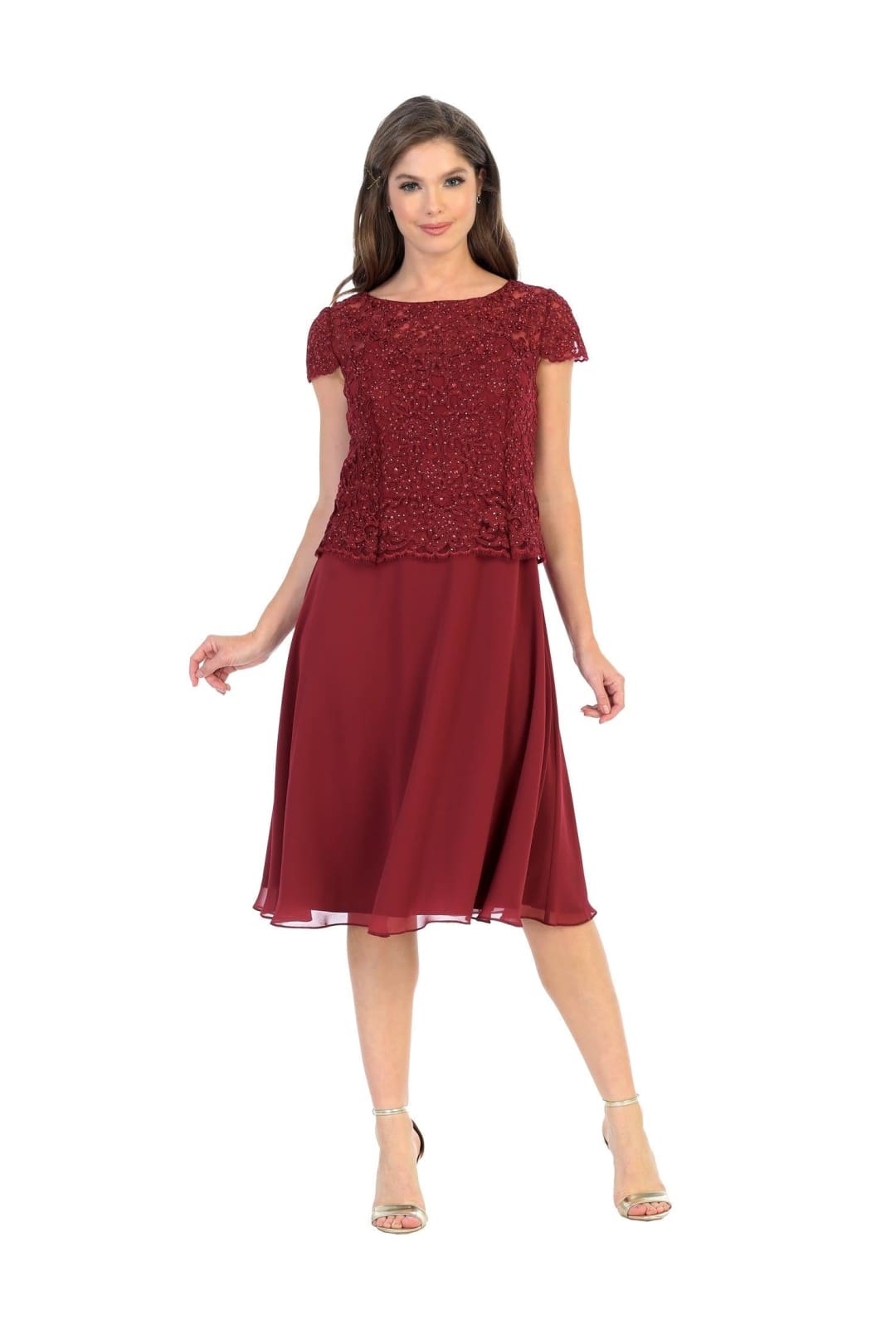 Short Sleeve Mother of the Bride Cocktail Dress - The Dress Outlet