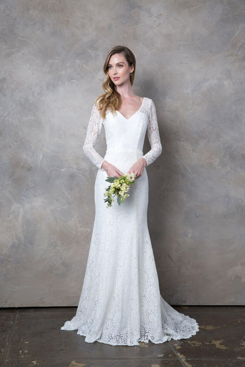 Eva USA 3407 Simple Long Sleeve Lace Wedding Dress
