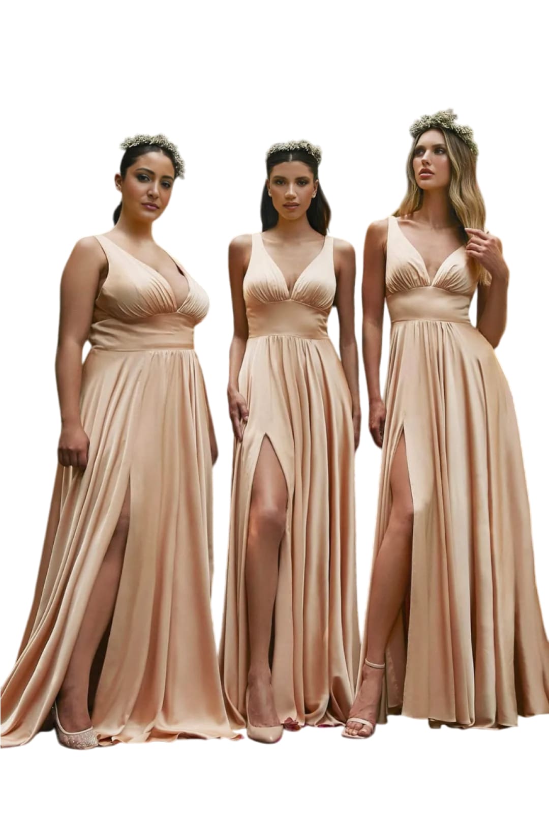 Soft Satin Dress 2025 Elegant V-Neck A-Line Evening Gown - Nude / 2 - Prom