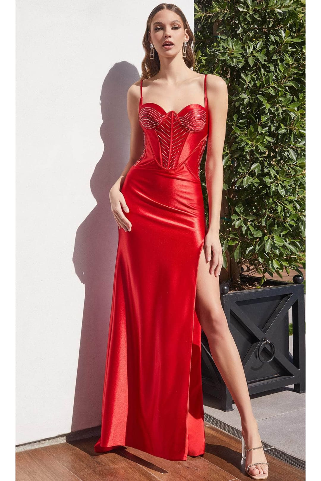 Ladivine CDS426 - Sweetheart Satin Long Gown with Train - Prom