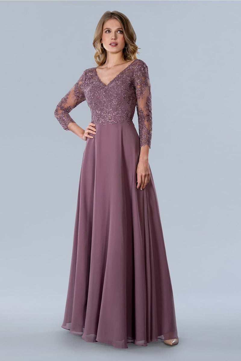 Stella Couture 23365 Long Sleeve Plus Size Mauve Mother Of Bride Dress
