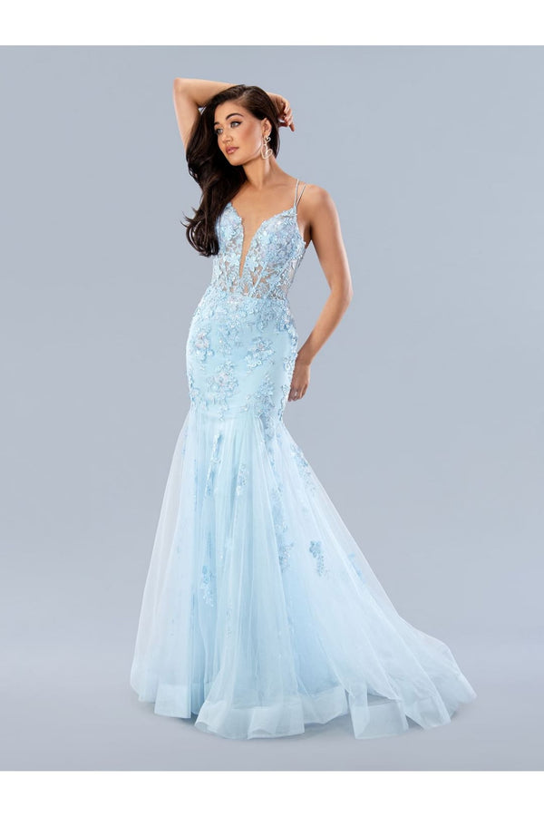 Prom Dresses Long Formal Applique Prom Dress Blue