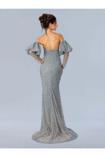 Stella Couture 24330 Long Formal Detachable Sleeve Prom Dress - Formal Dresses