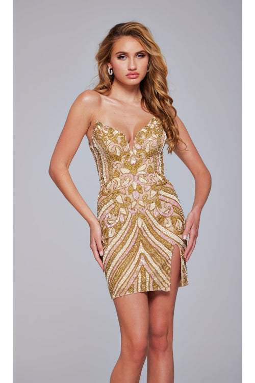 Strapless Sequin-Print Hoco Dress: Jovani 400003 - Apparel & Accessories > Clothing > Dresses