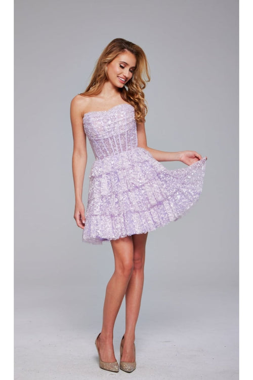 Strapless Short Ruffled Hoco Dress: Jovani 40030 - Apparel & Accessories > Clothing > Dresses