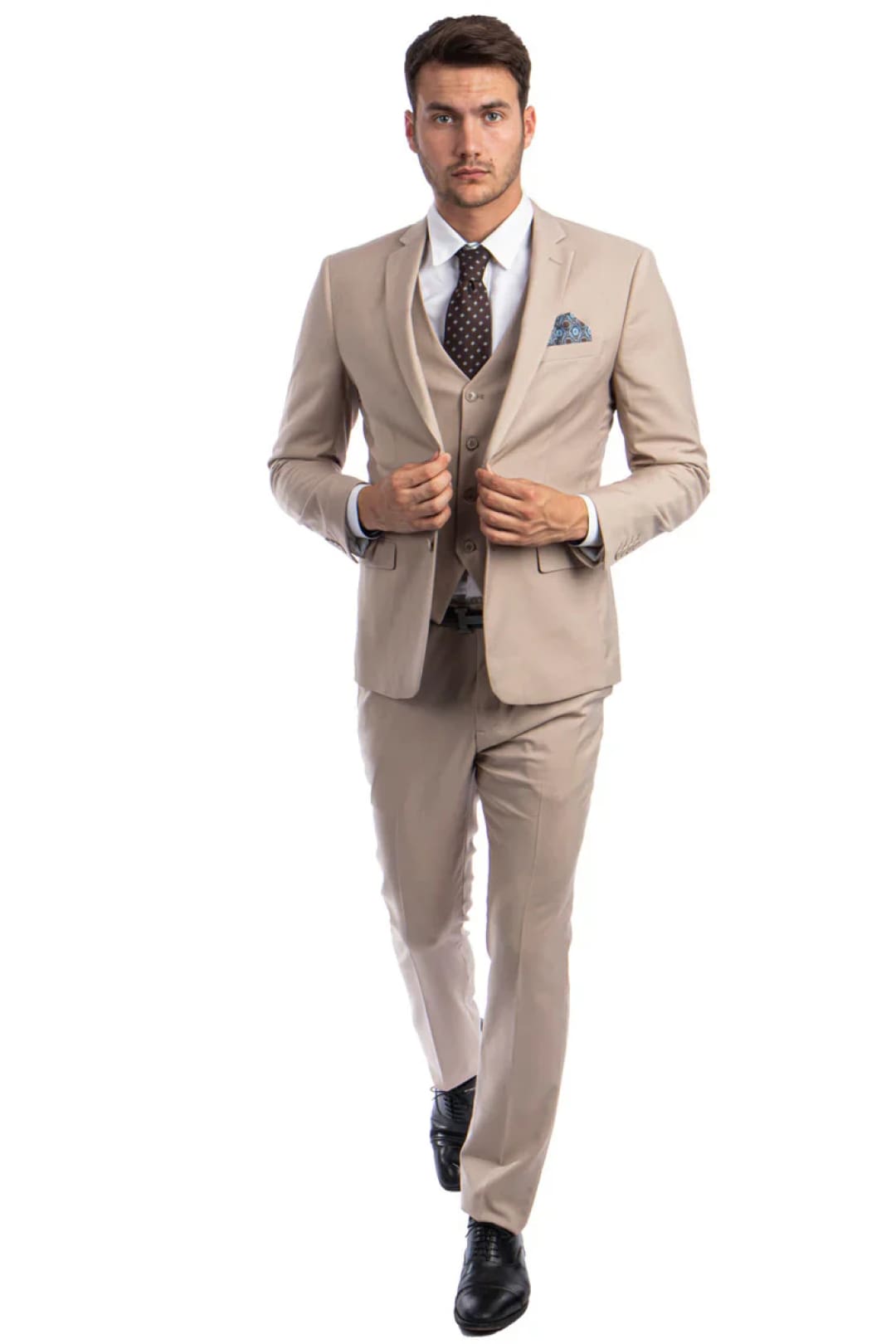 Tan Groomsmen Suit for Men & Boys - Perfect for Weddings + Free Tie - Suits