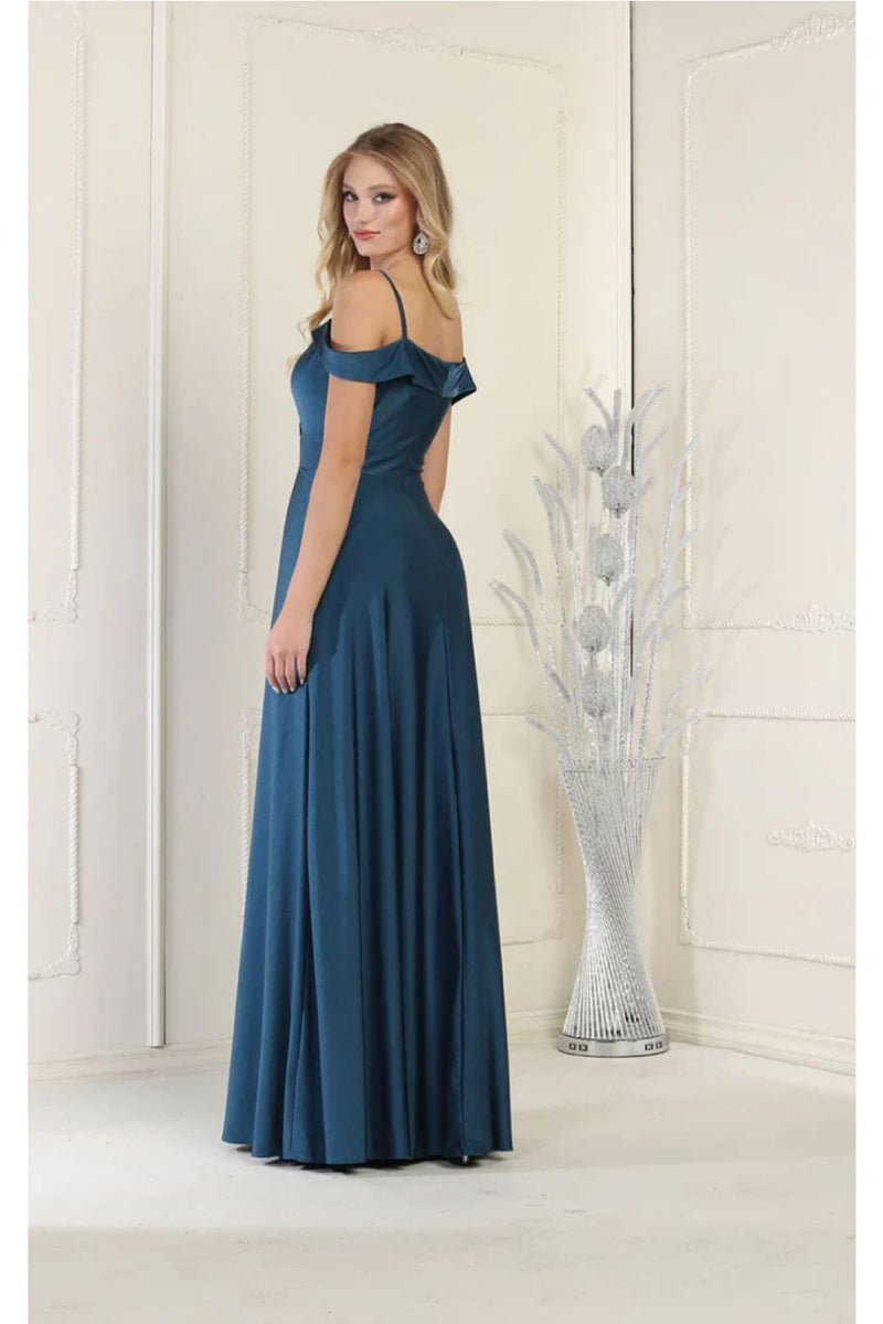 Teal Blue Bridesmaid Dresses in Satin and Plus Size Gowns by MQ1988