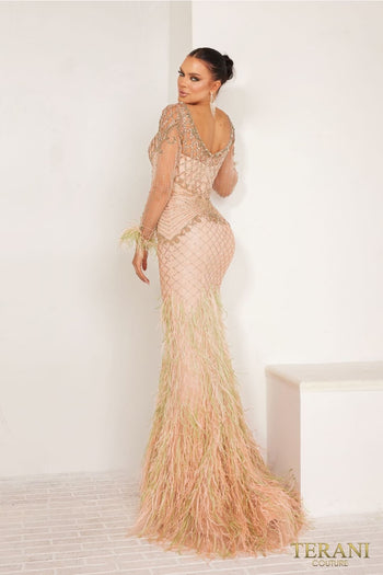Terani Couture 241GL2631-Stylish long formal evening dress.