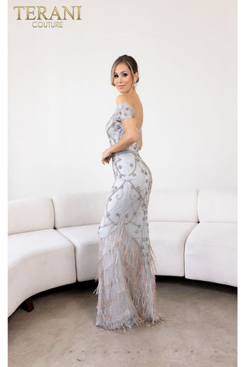 Terani Couture 241GL2642-Fitted elegant long evening dress.