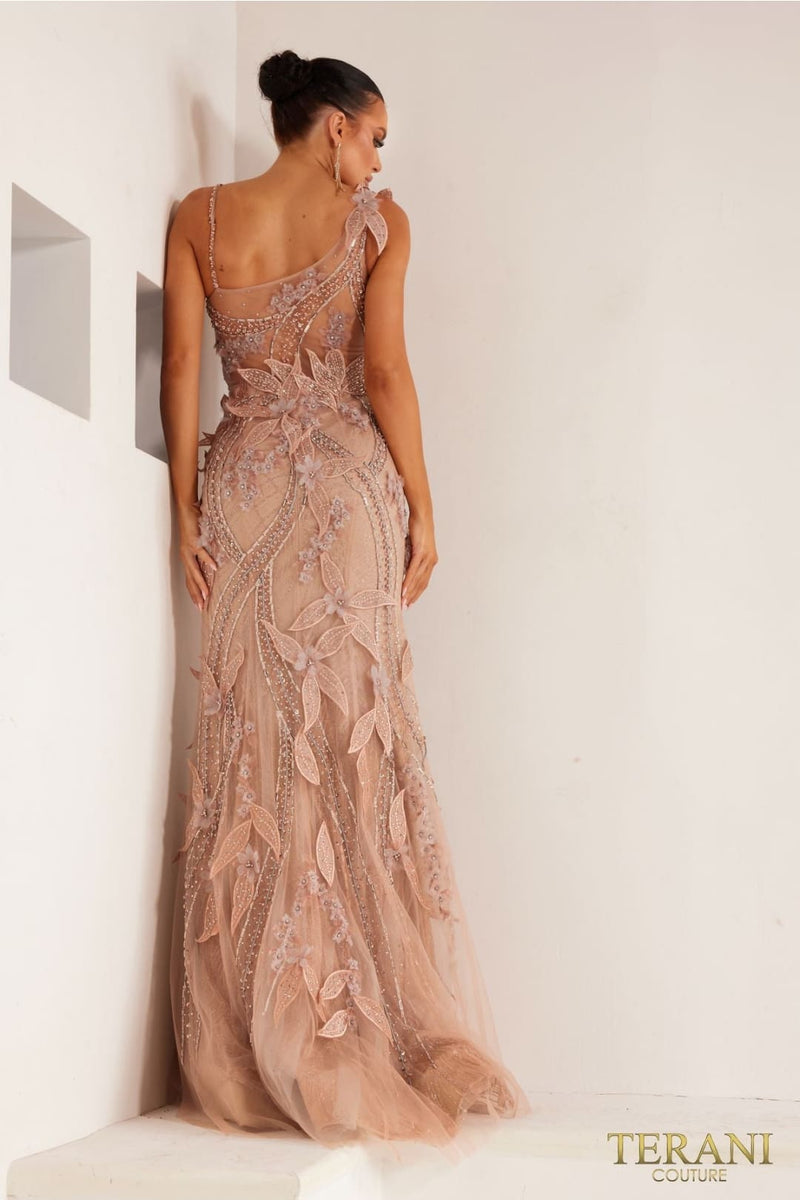 Terani Couture 241P2034 Sophisticated Cocktail Evening Short Ivory Formal Tulle Dress