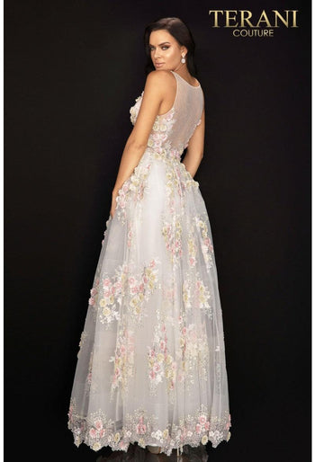 Terani Couture 2011P1171 Floral Embroidered Long Ball Gown Prom Dress